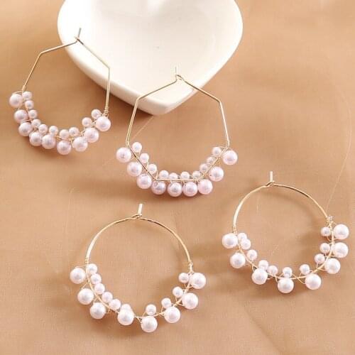 Wholesale Jewelry Pearl Korean Geometric Metal Earrings for Women Fashion All-match Earrings Braided Jewelry Party Accesories