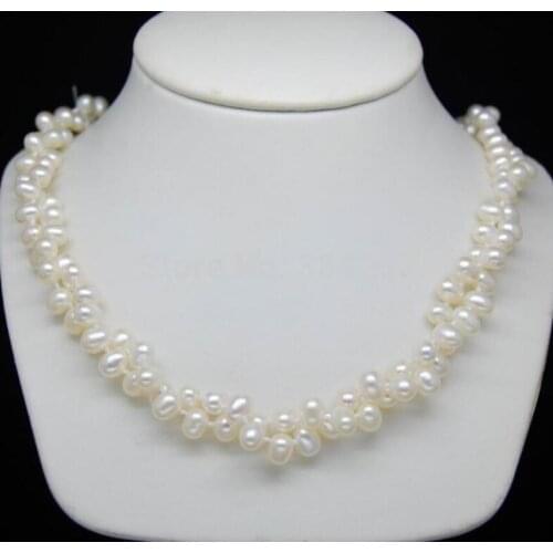 925Silver-Natural 6-7mm AAA+white pearl necklaces ( 18 inch )