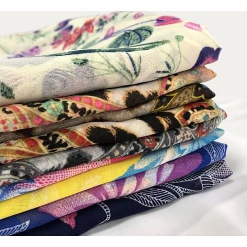 1m Skin-Friendly 75D Printed Chiffon Fabric Chinese Ink Fabric Silk Spring And Summer Dress Silk Scarf Hanfu Clothing Fabric