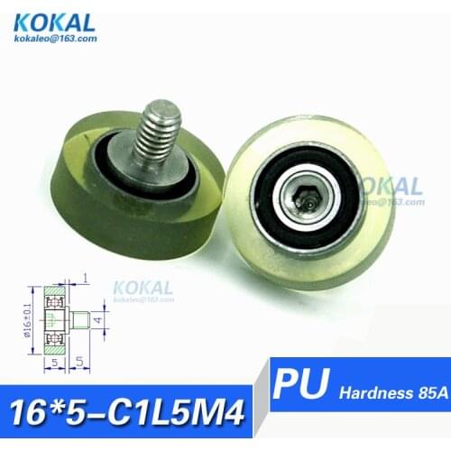 [PU16*5-C1L5M4]Free Shipping 10pcs cashbox PU rubber soft M3 Screw bearing roller 3*12*3mm PU Pulley