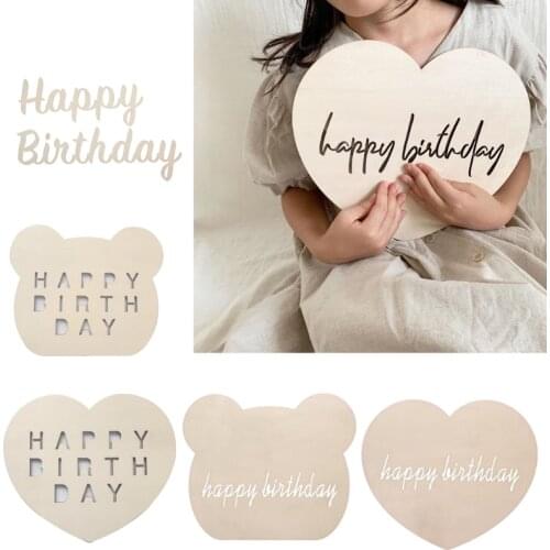 Baby Boys Girls Birthday Party Photo Booth Prop Children Birthday Party Wooden Photography Props Baby Shower Decoration Supplies