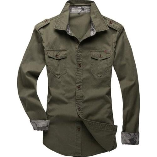 Outdoor Training Hiking Climbing Sports Military Tactical Shirts Tops Spring Autumn Mens Slim Long Sleeve Cotton Cargo Shirt