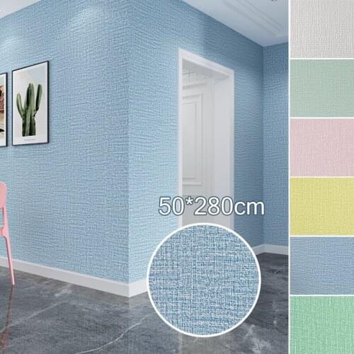 280x50cm Linen Textured Self Adhesive Wallpaper XPE Foam Aluminum Foil Material Anti-collision Moisture-proof Refurbished Decor