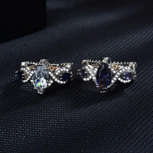 WYJZY Inlaid purple zircon wedding ring ladies exquisitely worn jewelry fine jewelry classic anniversary ring