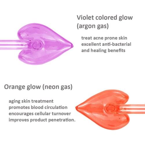 High Frequency Electrode Glass Tube Violet Orange Light Acne Wand Skin Care Spot Acne Remover Facial Spa Beauty Machine