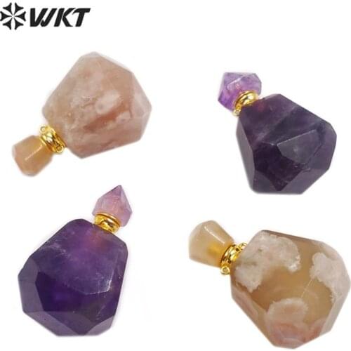 WT-P1482 Perfume Bottle Pendant Natural Stone Pendant With Gold Electroplated Hook Pendant Necklace Popular Hot Sale pendant