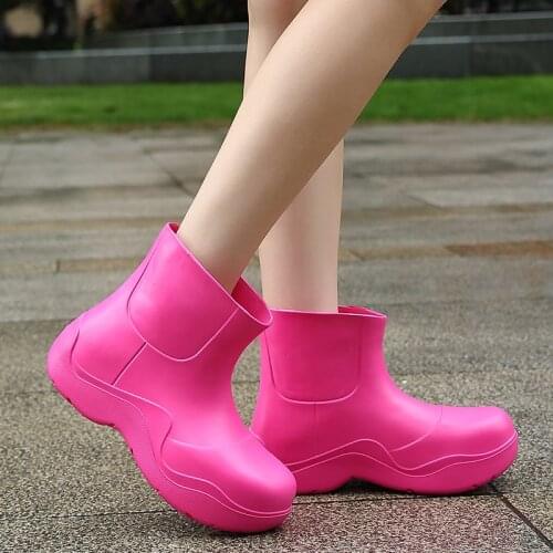 Women Boots Waterproof Lightness Flat Rain Shoes New Arrival Rain Boots Girl Water PVC Ankle Non-slip Zapatos Mujer Rainboots