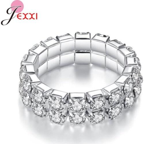 Nice Stackable Finger Ring for Women Girls S925 Sterling Silver with Clear AAA Cubic Zirconia Mirco Inlay Full Rhinestone Bague