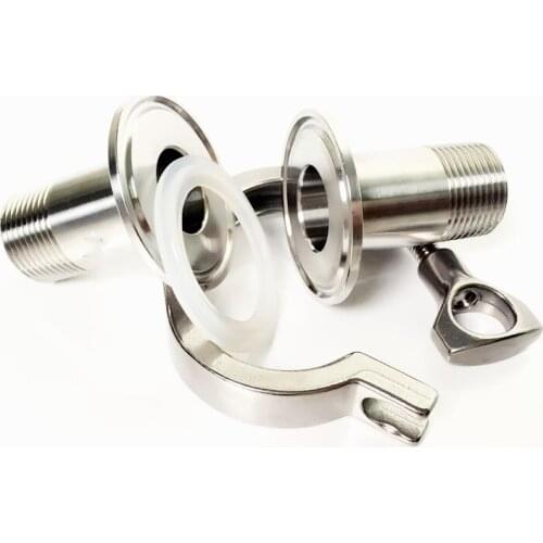 Stainless Steel SS304 1 Set Sanitary Clamp Type Male Thread Pipe Fitting + Tri Clamp+ PTFE Gasket