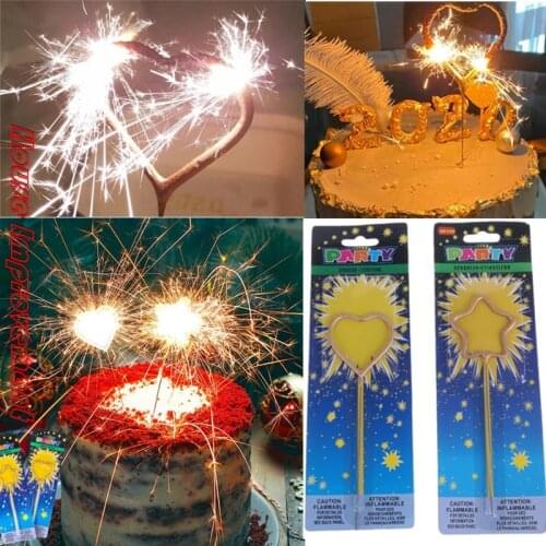 1PC Romantic Star Love Shaped Wedding Birthday Party Candle Cake Topper Decoration 2 Styles