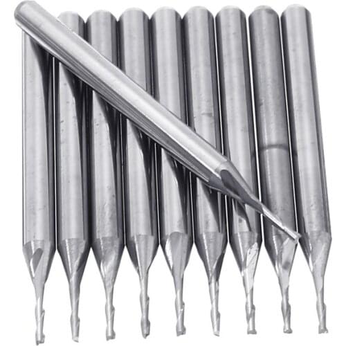 10Pcs 1mm 2-Flutes Carbide Flat Nose End Mills Router Bit For 3D Relief Sculpturing Cutting Woodworking Tool Mayitr