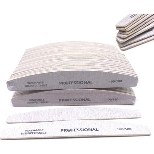 New 100pcs/lot Wooden Nail Files Disposable 100/180 Dispoable Sanding Manicure Tools For Nails Gel Polish Files Grey Double Side