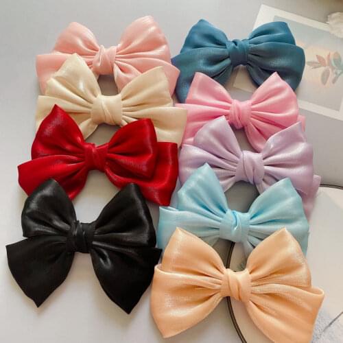 2021 Women Fashion Ribbon Bow Hairgrips Sweet Hair Clips White Hair Bows For Girls Satin Barrette Ladies Hairclip Accessories