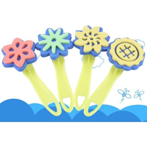4Pcs Flower EVA Sponge Painting Stamper Brush Children DIY Drawing Accessory