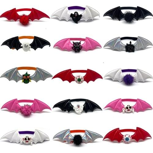 50/100pcs Halloween Dog Bow Ties Wings for Pet Dogs Bowtie Pumpkin Skull Dog Halloween Necktie Accessories Dog Grooming Product