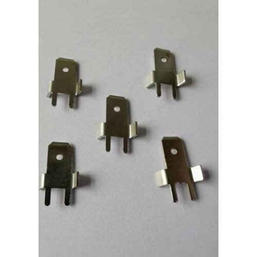 50pcs 6.3 double curved insert pcb soldering terminal insert copper tinned plug male terminal
