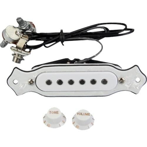 White Pearl Single Coil Magnetic Acoustic Guitar Pickup W/ Volume & Tone Knob