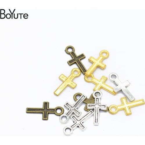 BoYuTe (100 Pieces/Lot) Factory Direct Wholesale Metal Alloy Small Cross Charms Pendant Vintage Diy Jewelry Accessories