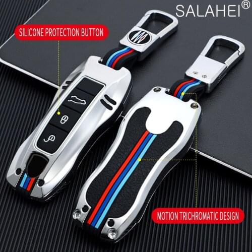 Zinc Alloy + Silicone Car Key Case Cover For Porsche Cayenne 958 911 Lepin 996 Macan Panamera 997 944 924 987 987 GT3 Cayman 987