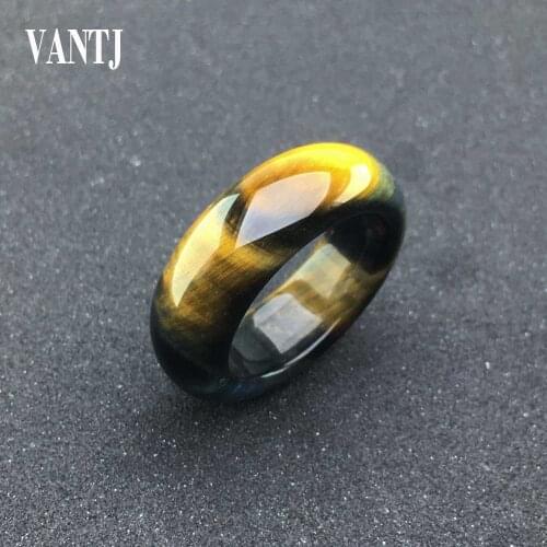 VANTJ Real Tiger Eye Ring Natural Blue Yellow Pietersite Chatoyant Gemstone Jewelry For Women Man Party Wedding Gift Free Ship