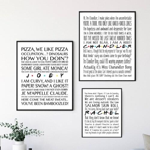 Friends Tv Show Art Prints Monica Rachel Phoebe Chandler Joey Ross Classic Quote Canvas Painting Wall Art Pictures Home Decor