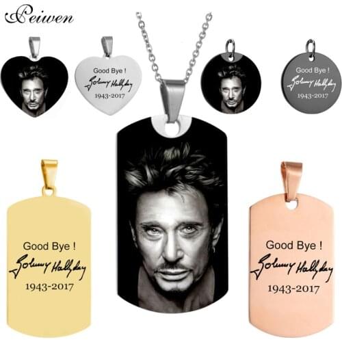Johnny Hallyday Pendant Necklace Custom Photo Name Stainless Steel Chian Personalized Necklaces For Women Men Hip Hop Jewelry
