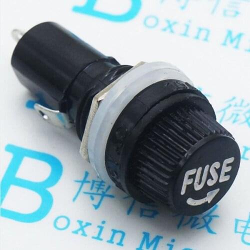 EClyxun 2pcs/lot 5*20mm glass fuse holders 5x20 black insurance tube socket fuse holder for 5*20 insurance Panel Mount