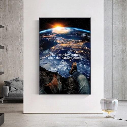 Overlooking The Earth Canvas Print Space Earth Landscape Canvas Pictures for Living Room Home Decor Creative Art Posters