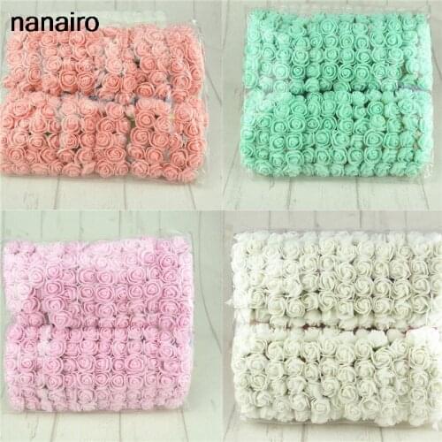 144Pcs/lot Mini Multicolor Pe Rose Artificial Foam Rose Bouquet Wedding Home Decoration Scrapbooking DIY Wreath Fake Flower