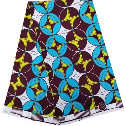 Ankara Nigerian Wax Printed Fabric 100%Cotton Veritable Soft Breathable African Style Sewing Material For Dress 6 Yards R-V 4-51