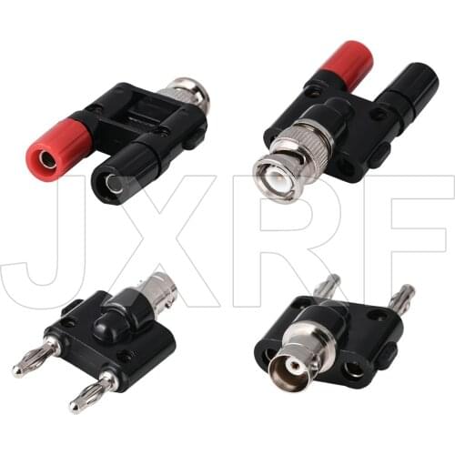 JXRF BNC male Female to two dual 4mm Banana binding post male female jack connector Adapter