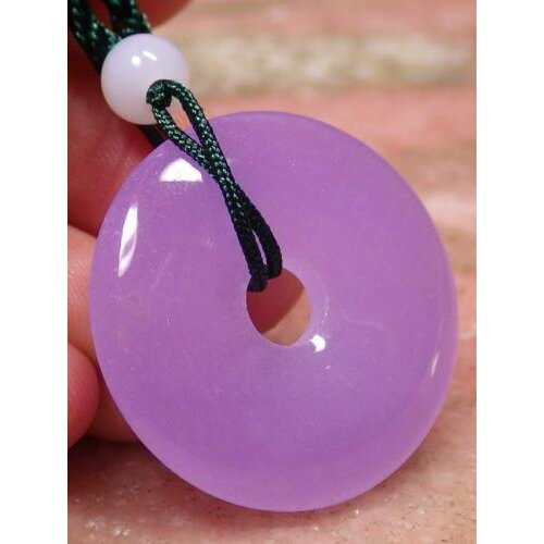 CHINESE Icy Lavender JADEITE PENDANT Circle Donut Amulet with jewelry cord . @@ Free shipping