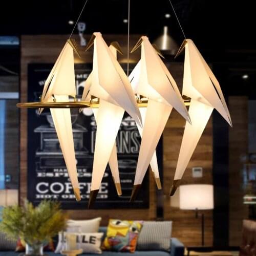 Nordic Creative Thousand Paper Crane Bird Chandelier Living Room Lamp Dining Room Bedside Lamp Postmodern Front Desk Bar Lightin