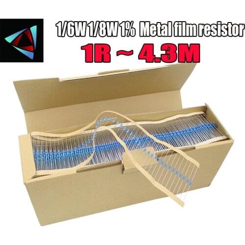 5000pcs 1/8W 0.125W 1% Metal film resistor 0R ~ 1M 220R 330R 1K 2.2K 3.3K 4.7K 10K 22K 47K 100K 100 220 330 0 10M ohm