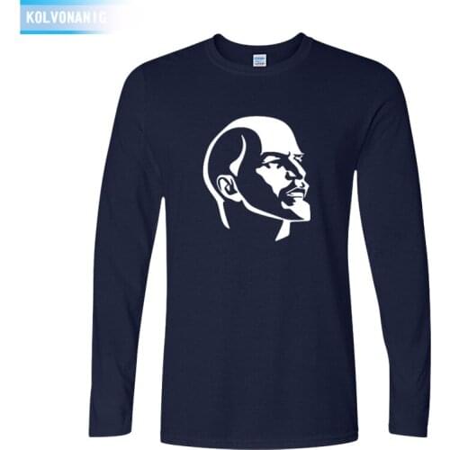 Ussr Lenin printing T shirt men funny autumn long sleeve cotton O-neck mens sportswear T-shirt tops large size dress for men