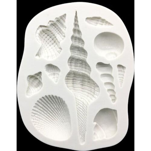 Wholesale 10 pcs/lot 3D Silicone Conch And Shell Shapes Fondant Cake Chocolate Candy Jello Silicone Decorating Mould Tools