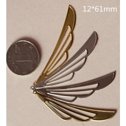 100 pcs Single Wing Charms 61*12mm Gold-color,Silver-color,Steel,Bronze,Metal Stamping Crafted Wing,DIY Jewel Findings