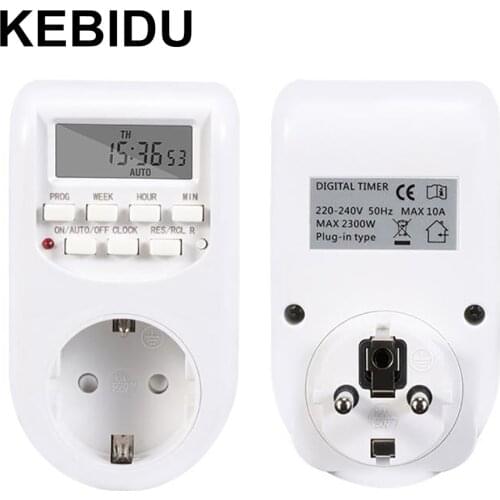 KEBIDU 230V AC 7 Days Programmable Adjustable Setting of Clock/On/Off Time Digital Timer Switch Energy Saving Smart Power Socket