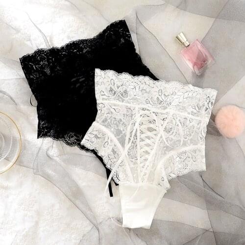 Sexy Panties Women High Waist Lace Thongs G Strings Underwear Ladies Hollow Out Underpants Intimates Lingerie Strappy Knickers