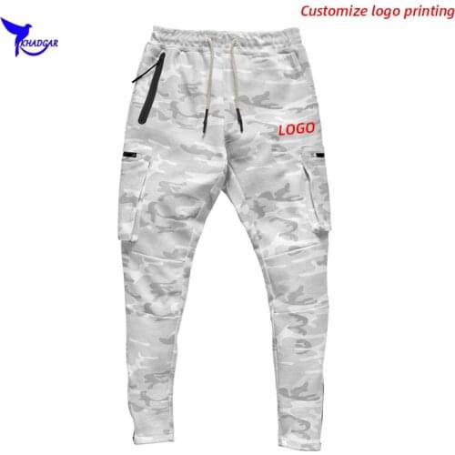 Custom LOGO Sports Pants Men Jogging Fitness Gym Trousers Quick Dry Stretch Running Training Sweatpants Multi Pockets Overalls