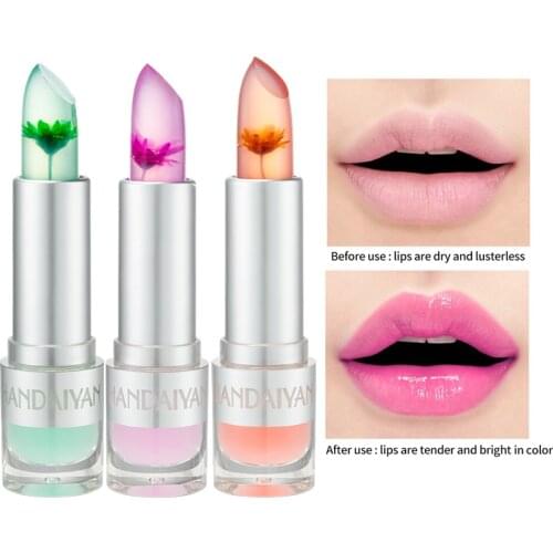 Moisturizer Lip Gloss Transparent Jelly Flower Lipstick Temperature Color Change Waterproof Makeup Lip Balm Cosmetic Makeup Tool