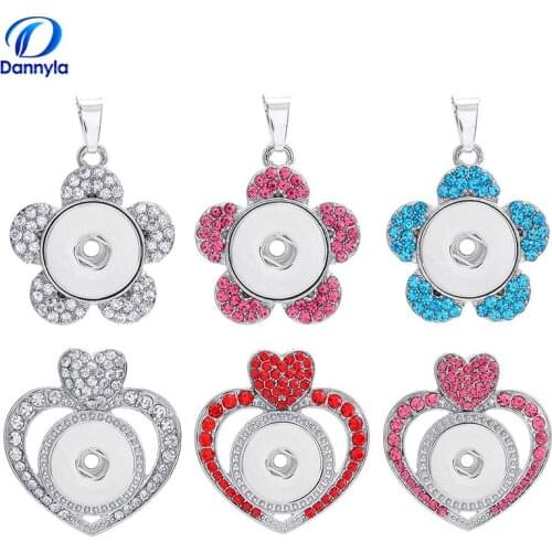 Flower and heart snap pendant jewelry fit 18mm button charms jewelry without chain LSNP103/104