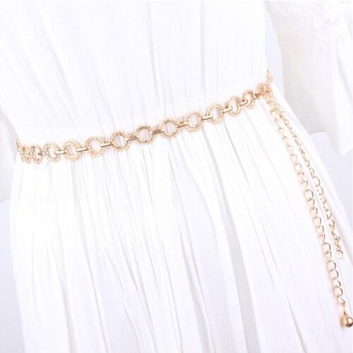 Clothes Gold Metal Chain Beslts For Women Narrow Chunky Fringes Hip New Waist Accessories Sexy Tassel Circle Straps