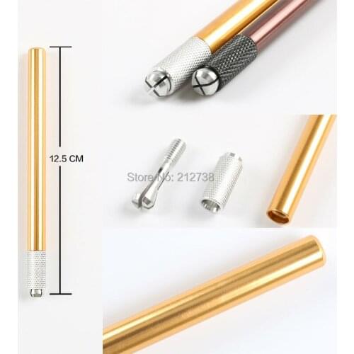 Golden Tebori Pen Microblading pen tattoo machine for permanent makeup eyebrow tattoo manual pen 2pcs needle blade microblading