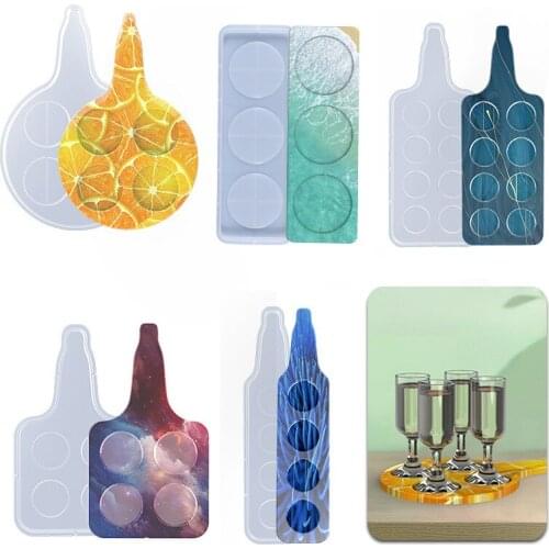 1PC Coaster Epoxy Resin Mold DIY Cup Mat Crafts Silicone Mould Creative Wine Glass Tray Tool A Variety Of Styles