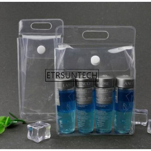 100pcs Transparent Plastic Button Bag Waterproof Cosmetic Cream Lotion Sample Gift Bag Makeup Packaging Bag