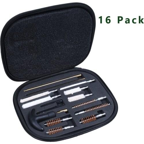 16pcs Universal Gun Cleaning Kit for most caliber Pistol Handguns 22 357 38 40 44 45 9mm Barrel Brushes Tools Gun Cleaning set