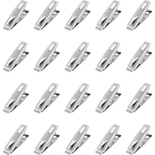 Clothes Clip Caliper Simple Grip Clips Whosesale Silver Color Wire Rope Clothing Clamps 20 Pack Pegs Holders 304 Stainless Steel