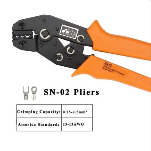 23-13AWG mini european style crimping pliers SN-02 FASEN tool Special non-insulated terminals length 190mm 0.25-2.5mm2