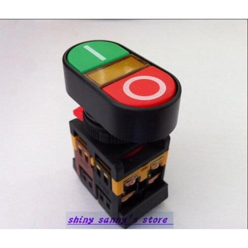 3Pcs/Lot 110VAC Start-stop Double Pushbutton With LED Pilot Lamp